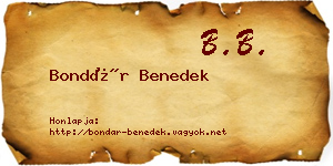 Bondár Benedek névjegykártya