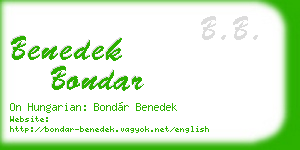 benedek bondar business card